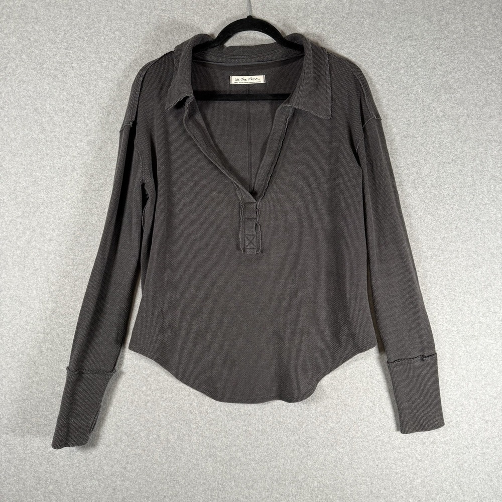 Free People Anakin Top Thermal Size S Gray Pullover Oversized Boho Knit